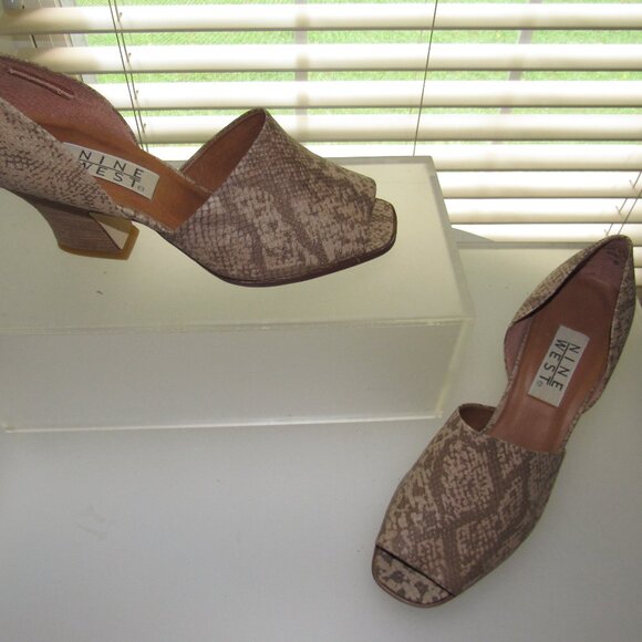 Nine West Dolley Snakeskin Peep-Toe D’Orsay Pumps – Size 8.5 M, Y2K Cottagecore - Picture 2 of 10